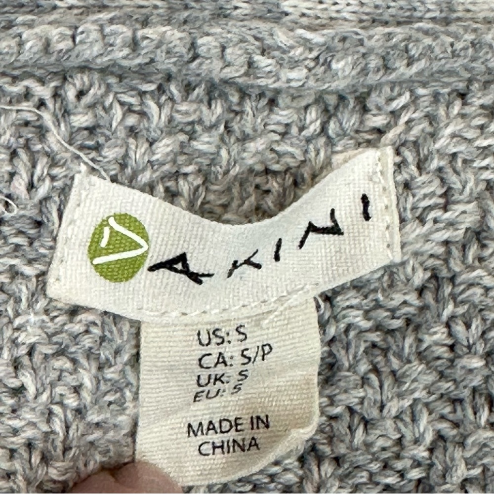 DAKINI Open Cardigan Sz S Thumb Grips Grips Wool Nylon Blend Gray Cable … - Picture 6 of 11